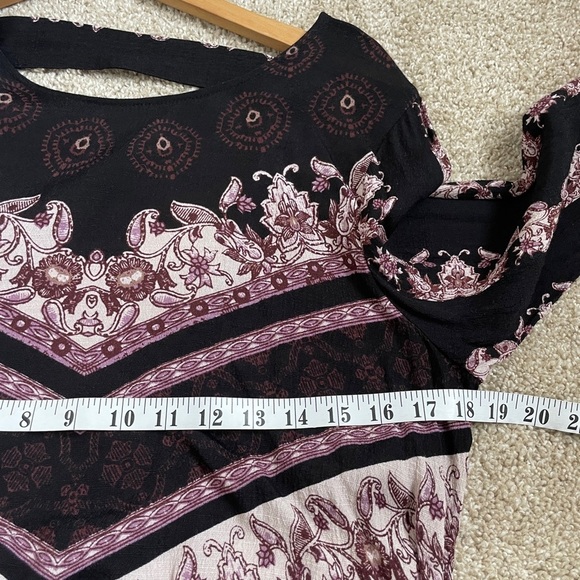 Free People Smooth Talker Tunic Dress Black Purple Crepe Women’s Size Medium M - Picture 6 of 9